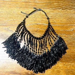Stunning black beaded bib necklace